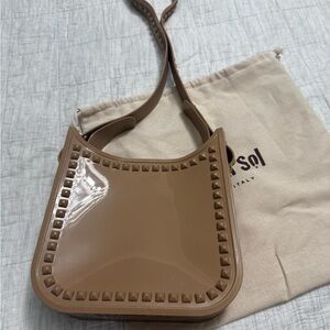 Elegant Studded Tan Crossbody Bag Carmen Sol